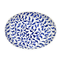 Small Oval Platter in Navy Blue, Scroll