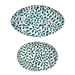 Set of Two Serving Platters in Green, Scroll