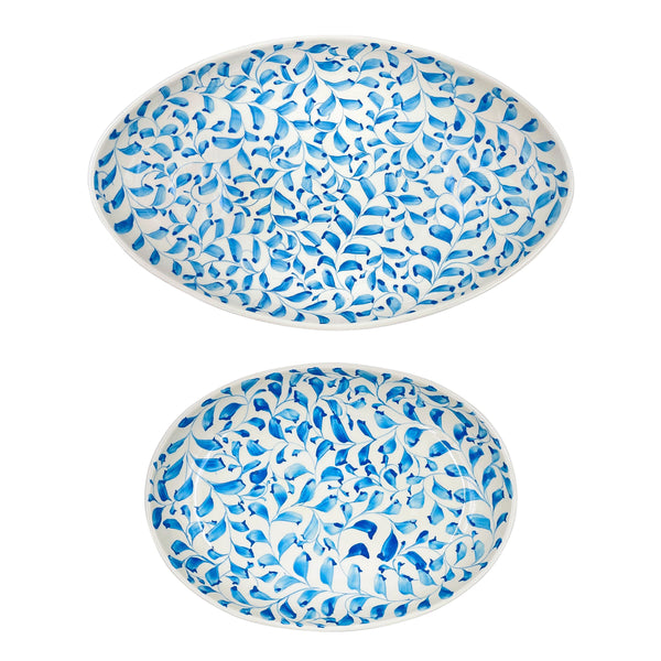 Set of Two Serving Platters in Light Blue, Scroll