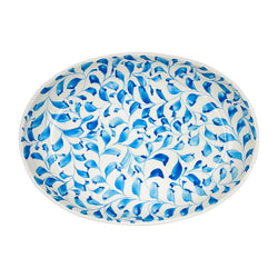 Small Oval Platter in Light Blue, Scroll