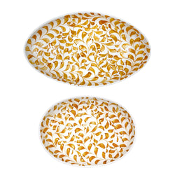 Set of Two Serving Platters in Yellow, Scroll