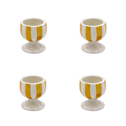 Egg Cup in Yellow, Stripes, Set of Four