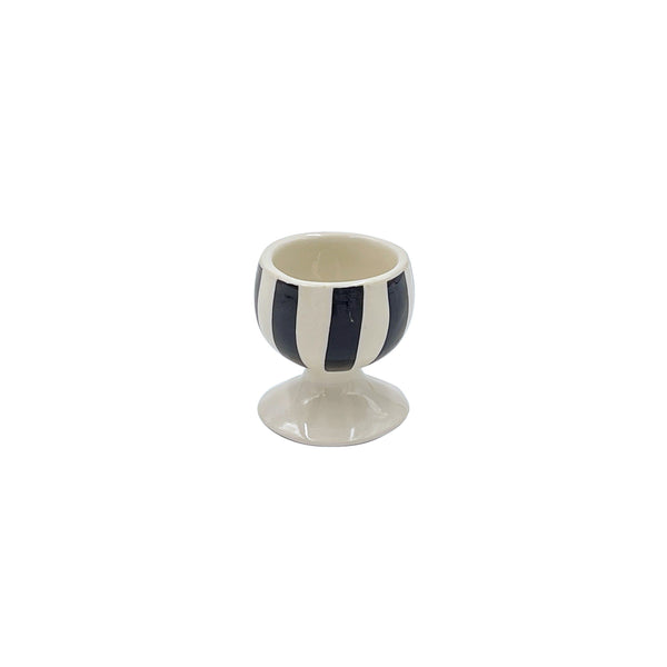Egg Cup in Black, Stripes