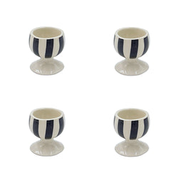 Egg Cup in Black, Stripes, Set of Four