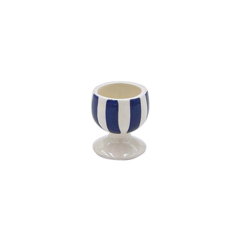Egg Cup in Navy Blue, Stripes