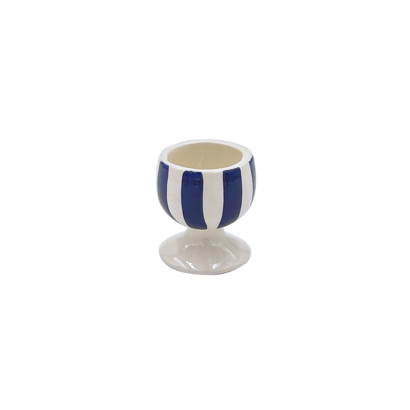 Egg Cup in Navy Blue, Stripes
