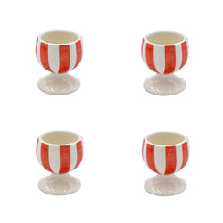 Egg Cup in Red, Stripes, Set of Four