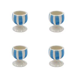 Egg Cup in Light Blue, Stripes, Set of Four