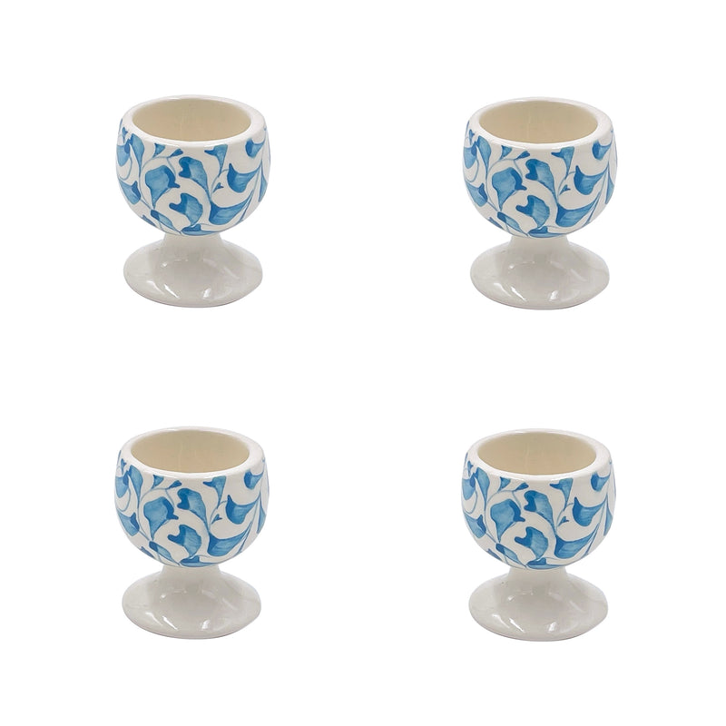 Egg Cup in Light Blue, Scroll, Set of Four