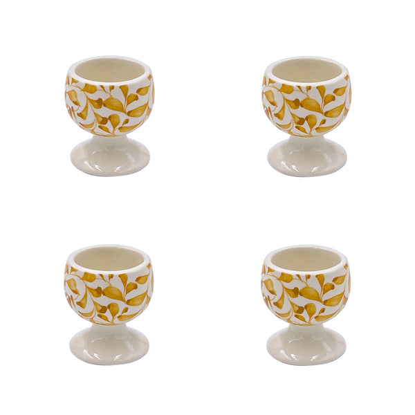 Egg Cup in Yellow, Scroll, Set of Four
