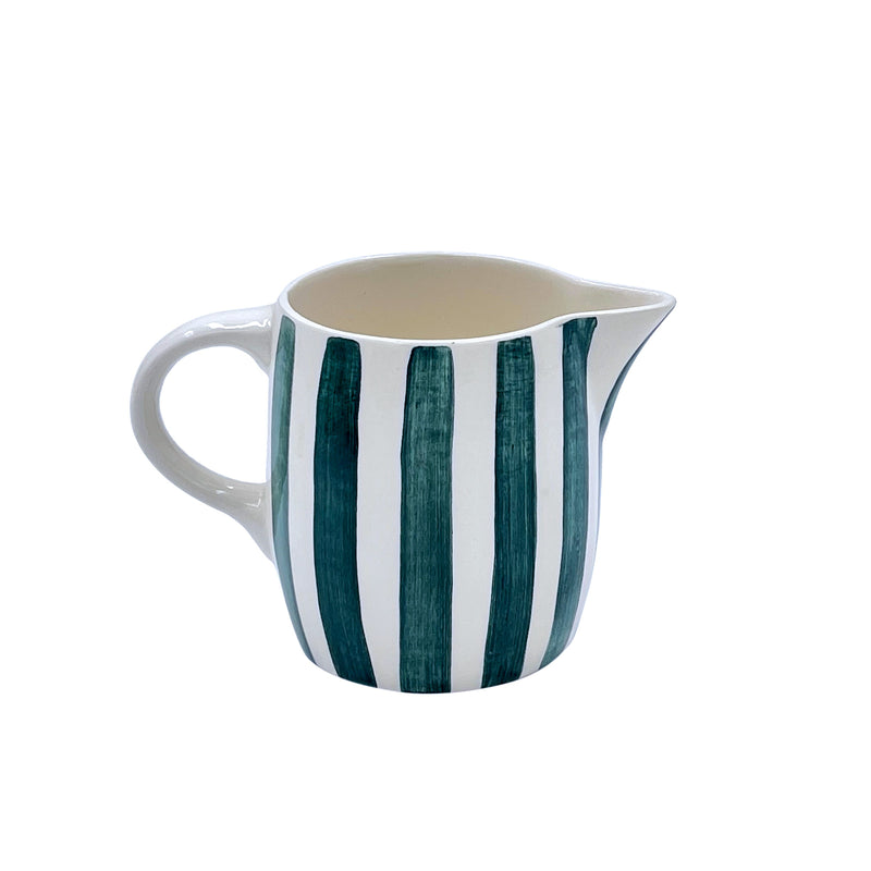 Milk Jug in Green, Stripes