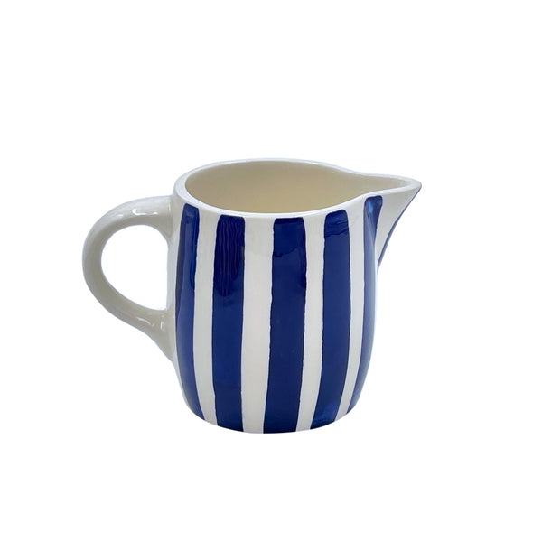 Milk Jug in Navy Blue, Stripes