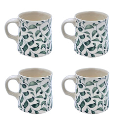 Mug in Green, Scroll, Set of Four