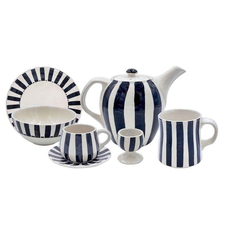 Breakfast Set in Black, Stripes, 25 Piece