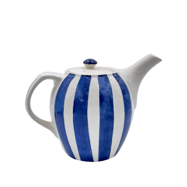 Teapot in Navy Blue, Stripes