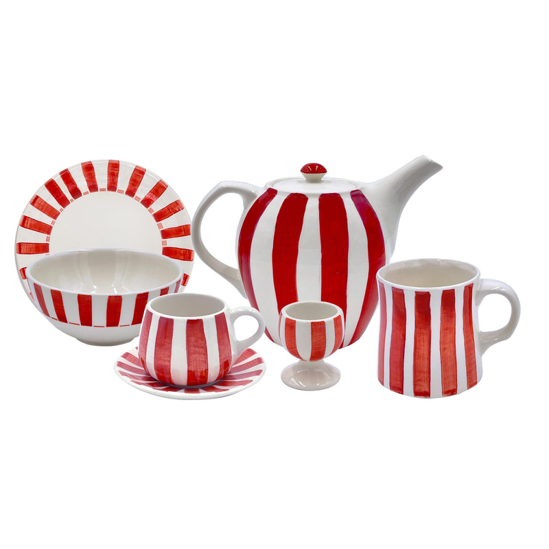 Breakfast Set in Red, Stripes, 25 Piece