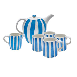 Tea Set in Light Blue, Stripes, 6 Piece
