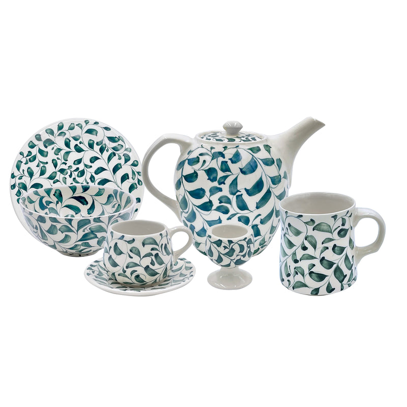 Breakfast Set in Green, Scroll, 25 Piece