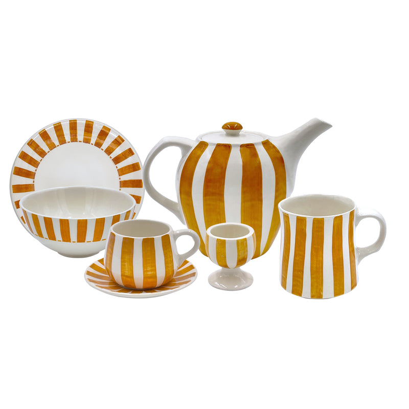 Breakfast Set in Yellow, Stripes, 25 Piece