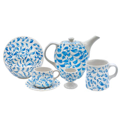 Breakfast Set in Light Blue, Scroll, 25 Piece