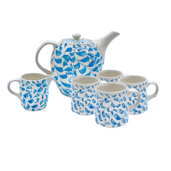 Tea Set in Light Blue, Scroll, 6 Piece