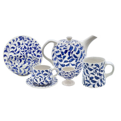 Breakfast Set in Navy Blue, Scroll, 25 Piece