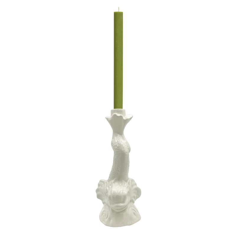 Pair of Dinner Candles 25cm in Olive Green