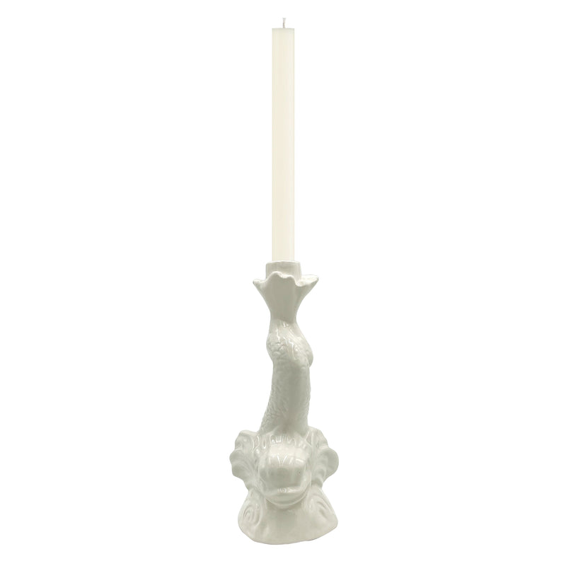 Pair of Dinner Candles 25cm in Pearl White