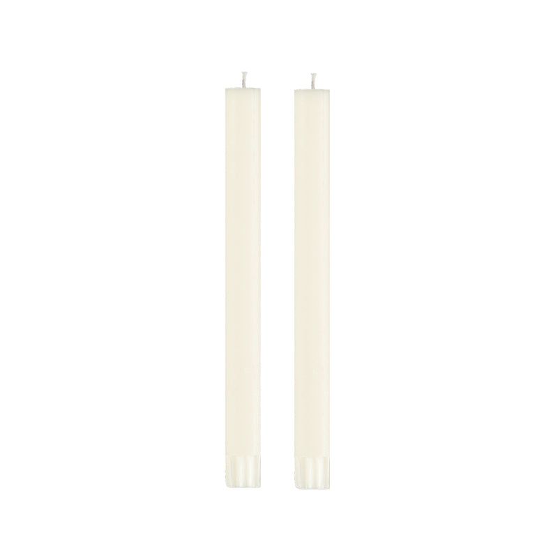 Pair of Dinner Candles 25cm in Pearl White