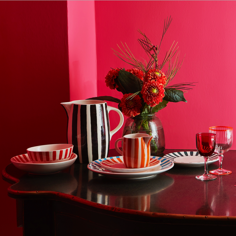 Water Jug in Black, Stripes