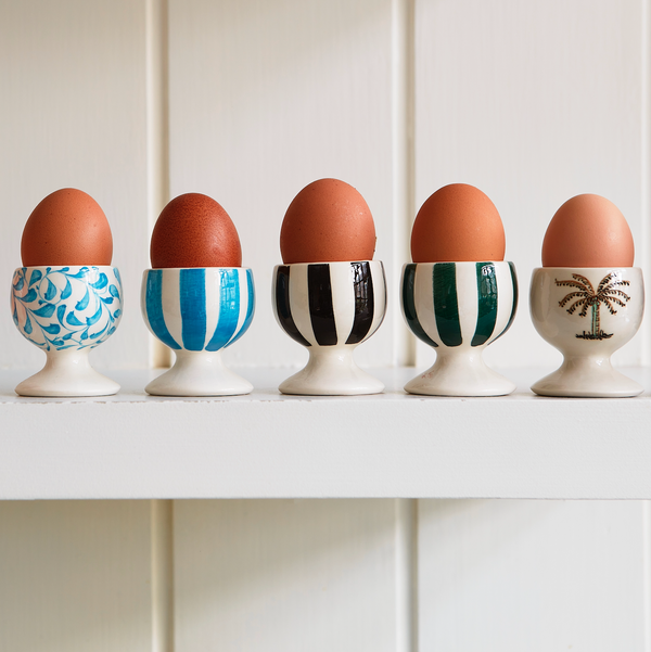 Egg Cup in Black, Stripes