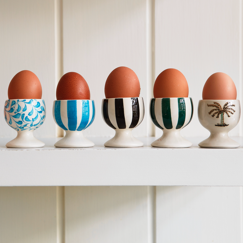 Egg Cup in Green, Stripes