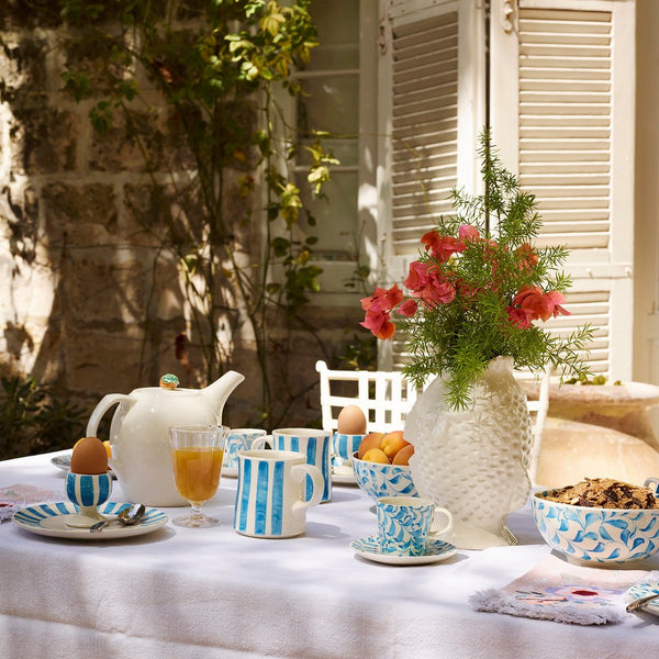 Egg Cup in Light Blue, Stripes