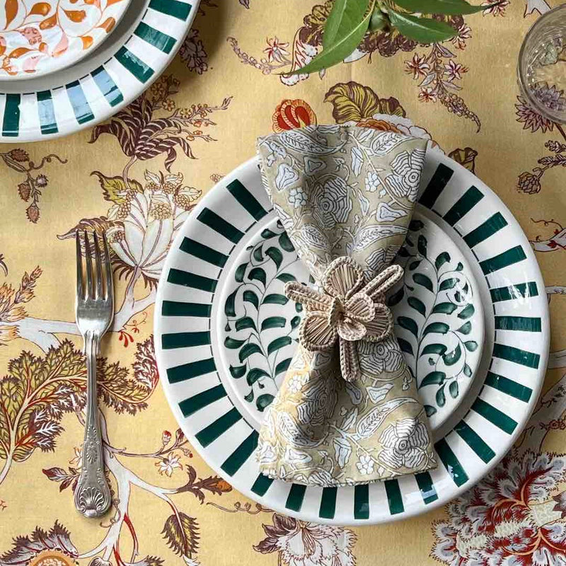 Dinner Plate in Green, Stripes