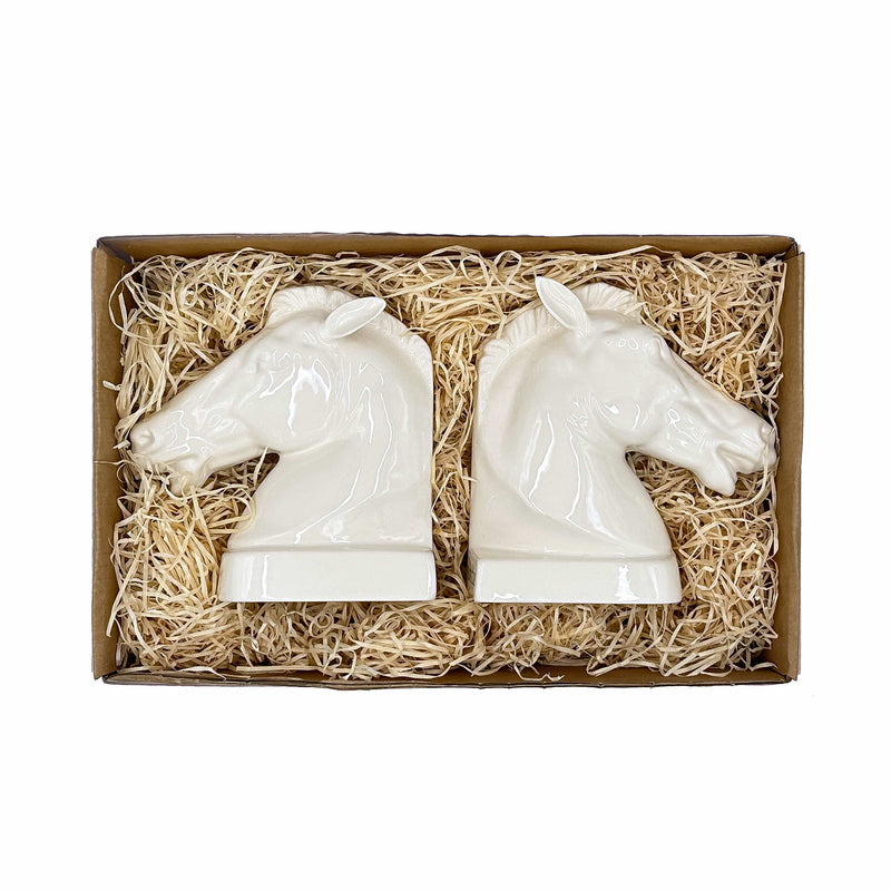 Pair of Horse Bookends in Cream