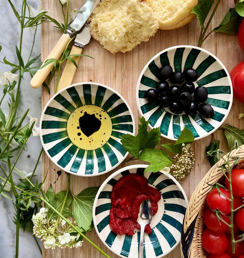 Peanut Bowl in Green, Stripes