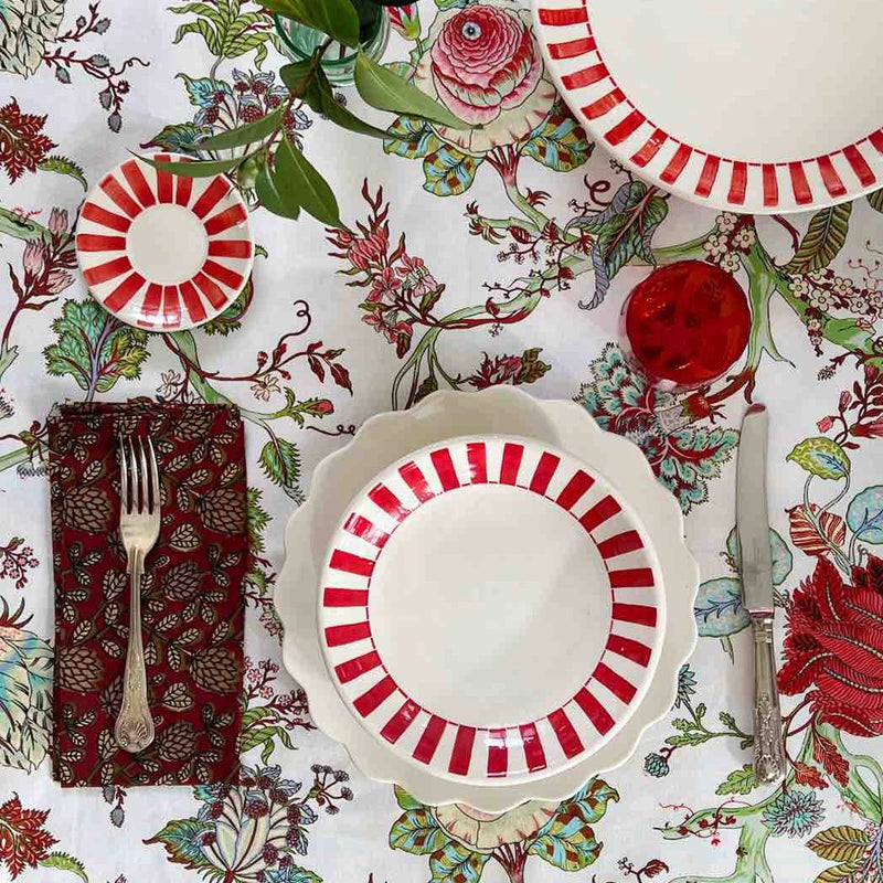 Dinner Plate in Red, Stripes