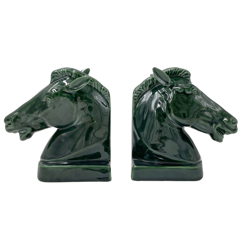 Pair of Horse Bookends in Emerald Green