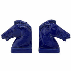 Pair of Horse Bookends in Blue