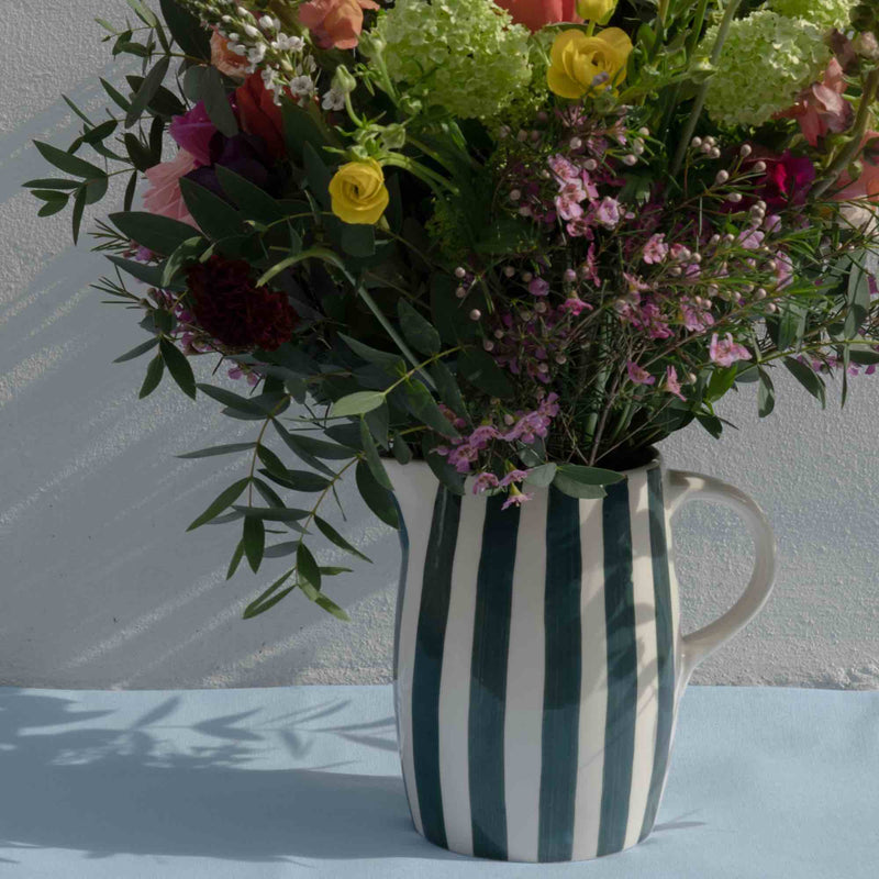 Water Jug in Green, Stripes