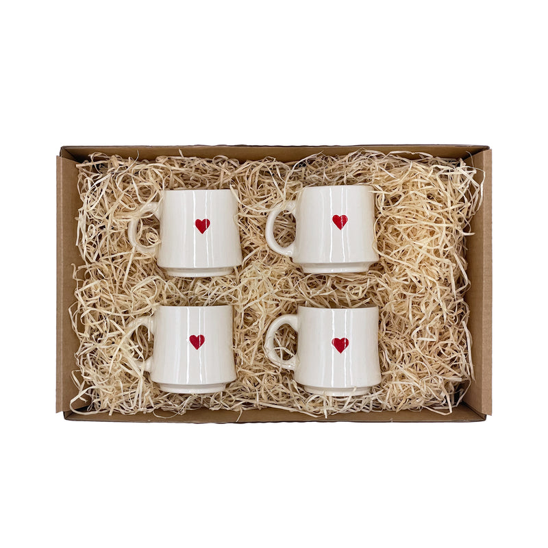 Small Mug, Love Heart, Set of Four