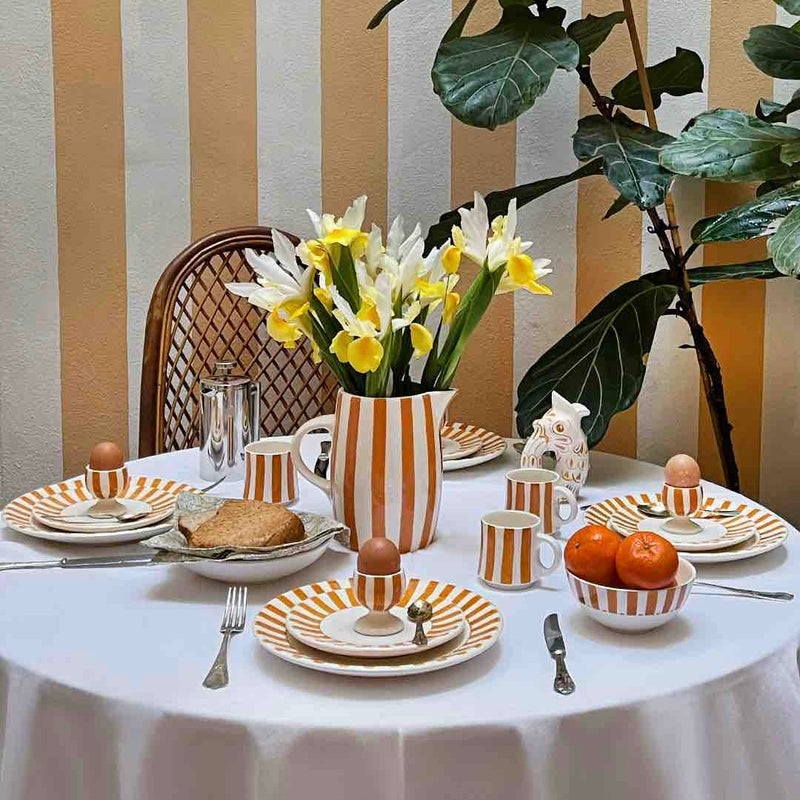 Breakfast Set in Yellow, Stripes, 25 Piece